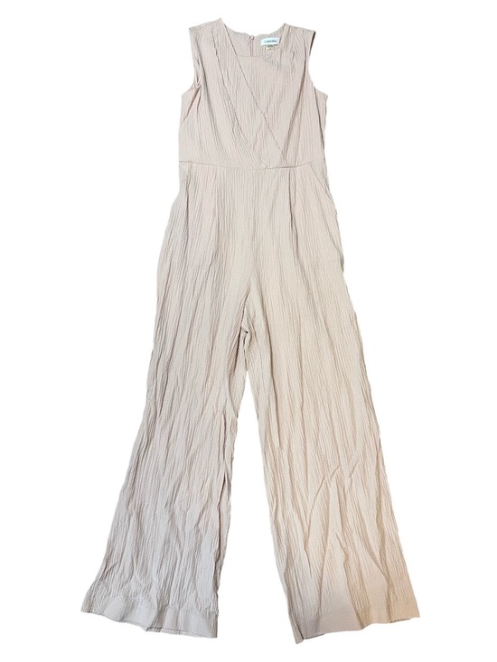 Calvin Klein Pants - Calvin Klein Sleeveless Wide-Leg Jumpsuit in Light Taupe